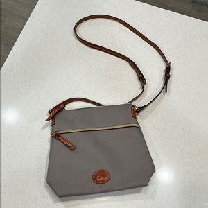 Dooney & Bourke Gray Crossbody Bag with Brown Trim